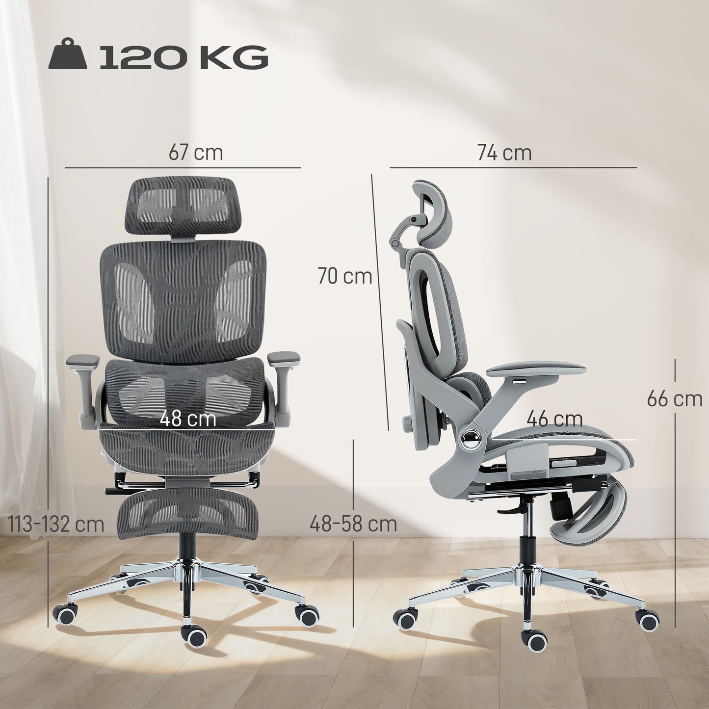 Ergonomic Office Chair, Mesh Desk Chair with Lumbar Support, Footrest