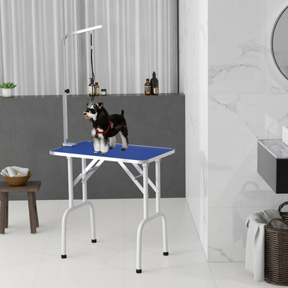 PawHut Foldable Dog Grooming Table Adjustable Arm 81x49x80 cm