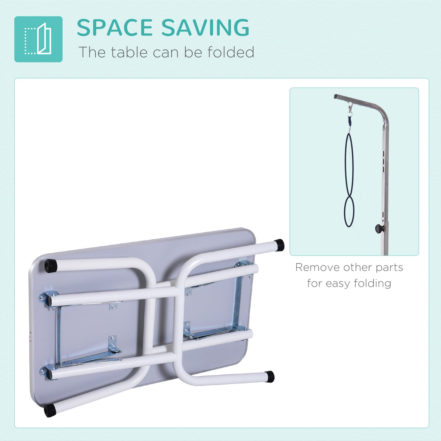 PawHut Foldable Dog Grooming Table Adjustable Arm 81x49x80 cm