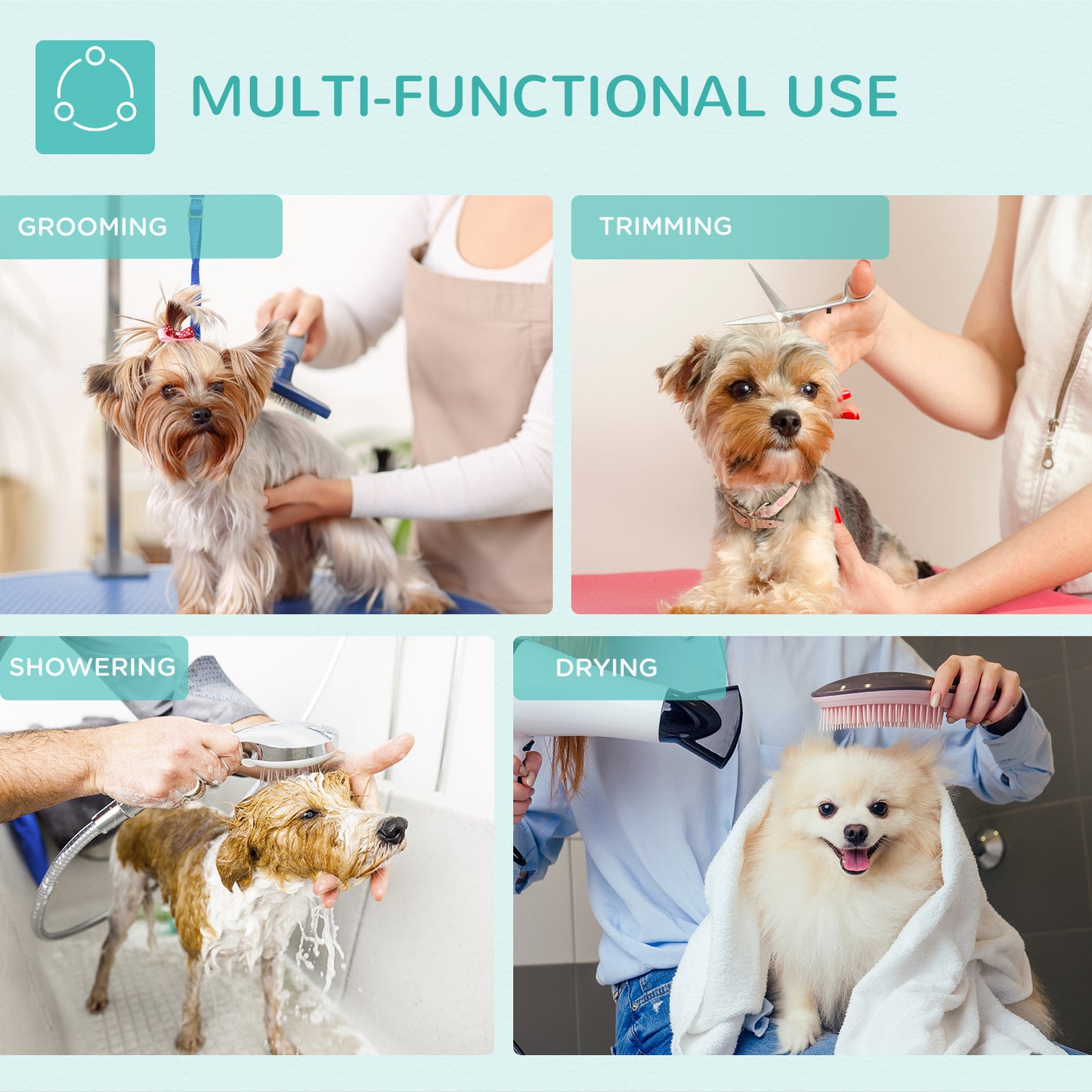 PawHut Foldable Dog Grooming Table Adjustable Arm 81x49x80 cm