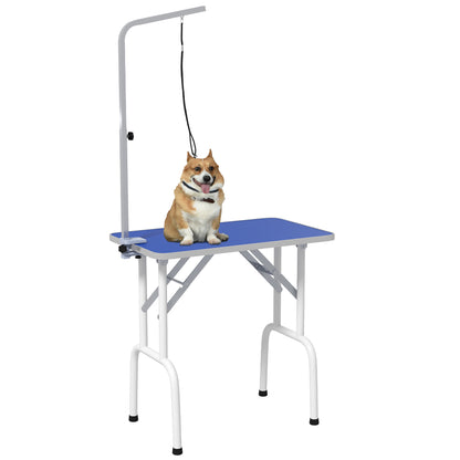 PawHut Foldable Dog Grooming Table Adjustable Arm 81x49x80 cm