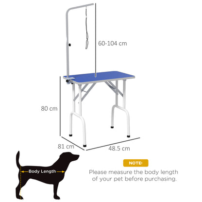 PawHut Foldable Dog Grooming Table Adjustable Arm 81x49x80 cm