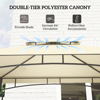 8' x 5' Grill Gazebo Canopy with 2 Side Shelves, Hook, Beige