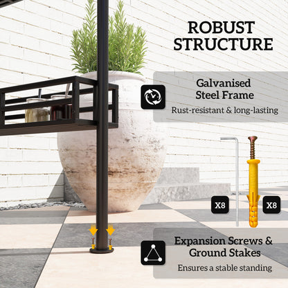 8' x 5' Grill Gazebo Canopy with 2 Side Shelves, Hook, Beige