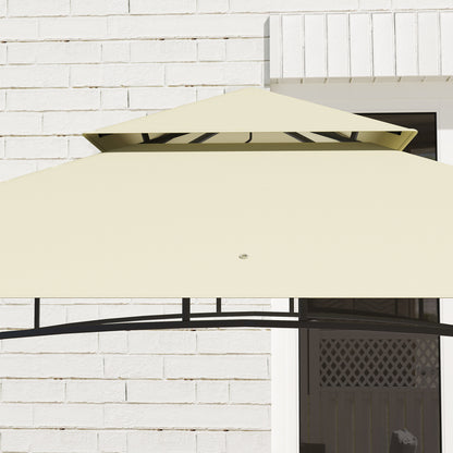 8' x 5' Grill Gazebo Canopy with 2 Side Shelves, Hook, Beige