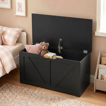 Storage Trunk for Living Room, with Safety Hinge, 80cm, Black