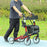 Fully Folding Rollator Walker with Seat, Backrest, Bag, Red