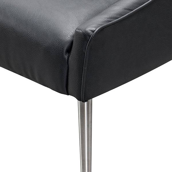 Mason Dining Chair Black Faux Leather - Brushed Silver Legs