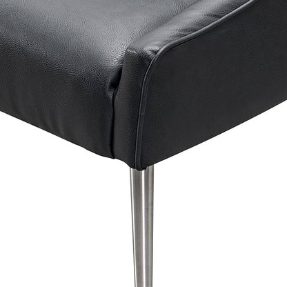 Mason Dining Chair Black Faux Leather - Brushed Silver Legs