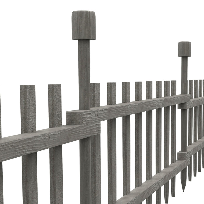 4PCs Wooden Garden Fencing Landscape Edging, Grey