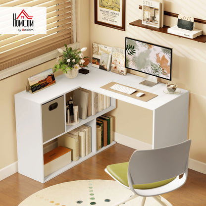 L Shaped Computer Desk, 110 x 100cm Reversible Corner Desk, White