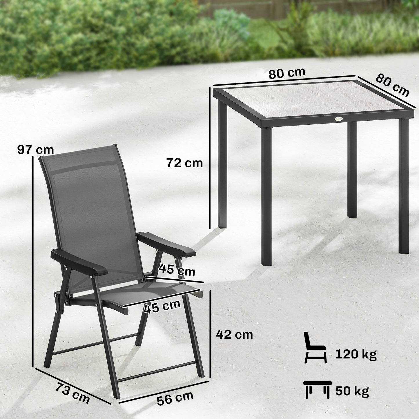 5 Pieces Outdoor Dining Set, Garden Dining Set for 4, Grey