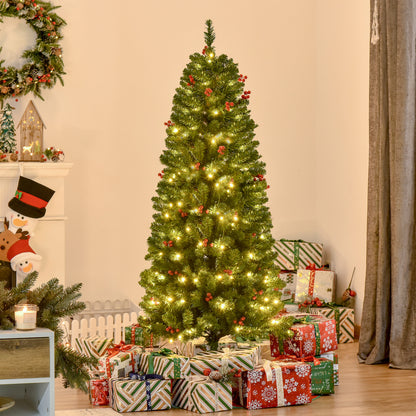 5FT Prelit Pencil Christmas Tree w/ LED Light, Berry, Xmas Decoration