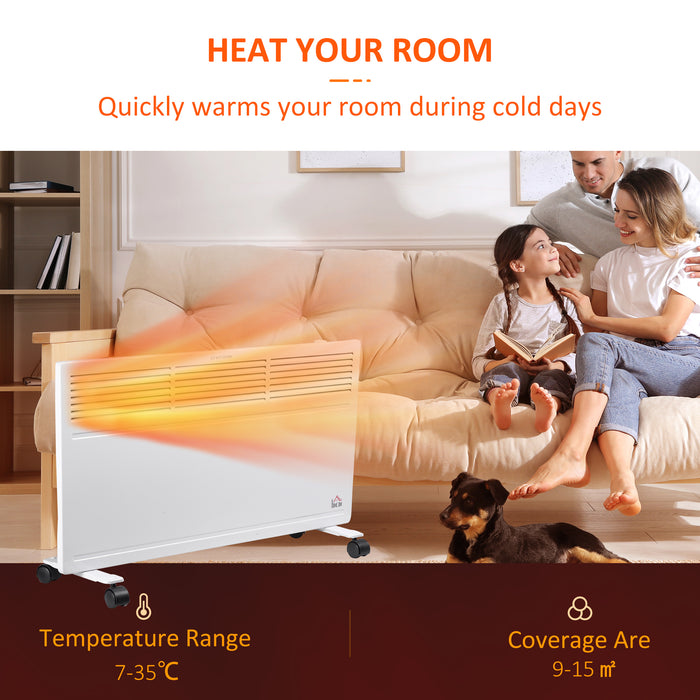 Convector Radiator Heater Freestanding or Wall-mounted Portable Electric Heating with 2 Heat Settings, Adjustable Thermostat and Safety Cut-Off