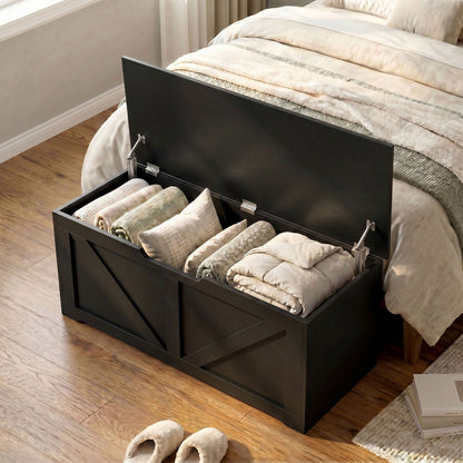Storage Trunk for Living Room, with Safety Hinges, 100cm, Black