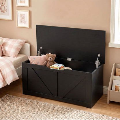 Storage Trunk for Living Room, with Safety Hinges, 100cm, Black
