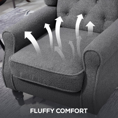 Accent Armchair Home Furniture Retro Tufted Club Fabric Charcoal Grey