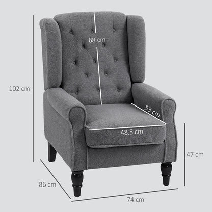 Accent Armchair Home Furniture Retro Tufted Club Fabric Charcoal Grey