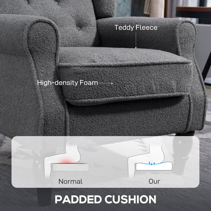 Accent Armchair Home Furniture Retro Tufted Club Fabric Charcoal Grey