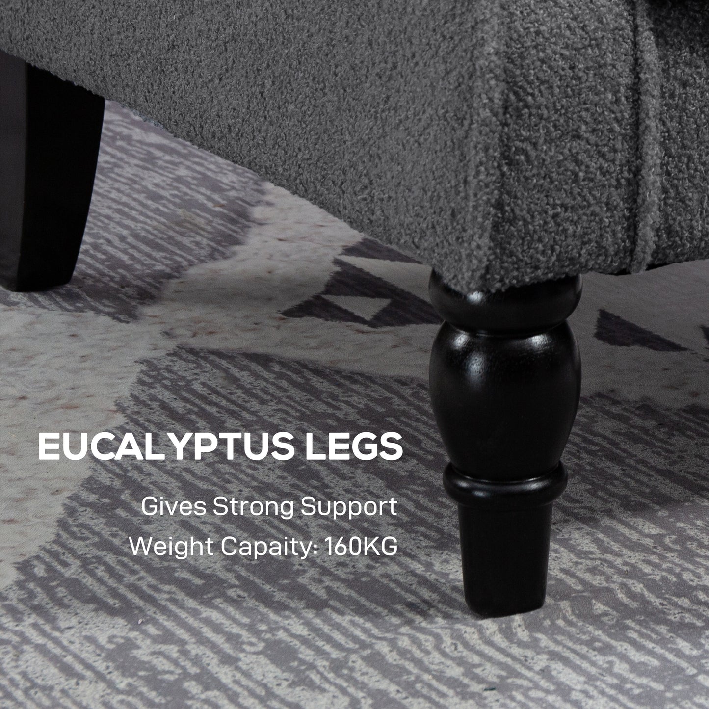 Accent Armchair Home Furniture Retro Tufted Club Fabric Charcoal Grey