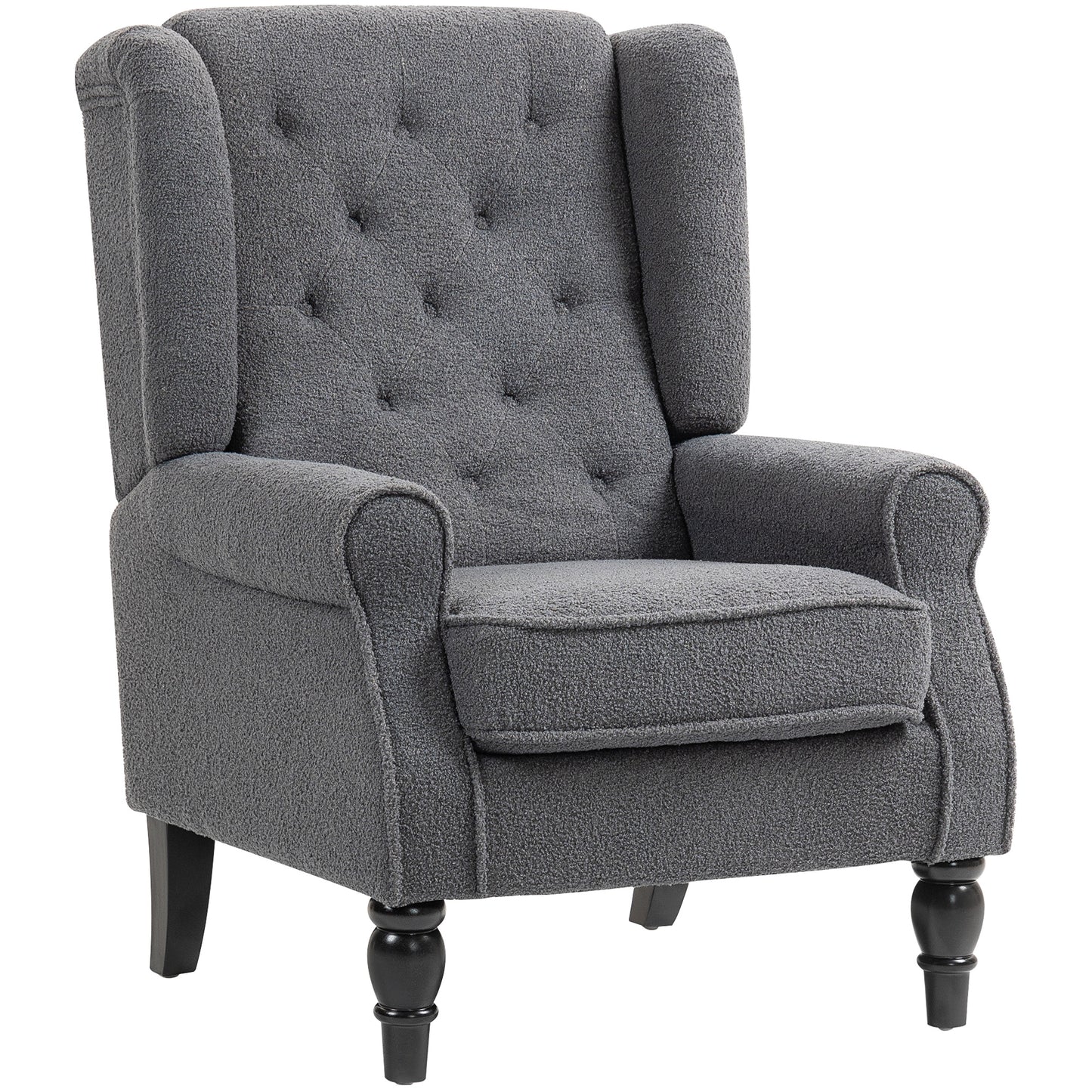Accent Armchair Home Furniture Retro Tufted Club Fabric Charcoal Grey