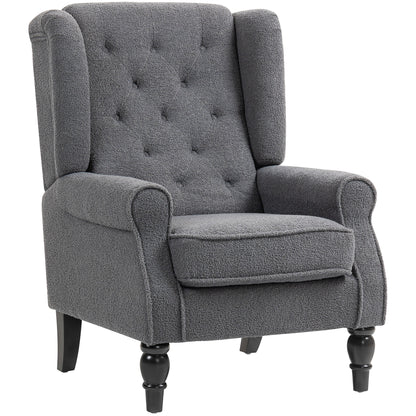 Accent Armchair Home Furniture Retro Tufted Club Fabric Charcoal Grey