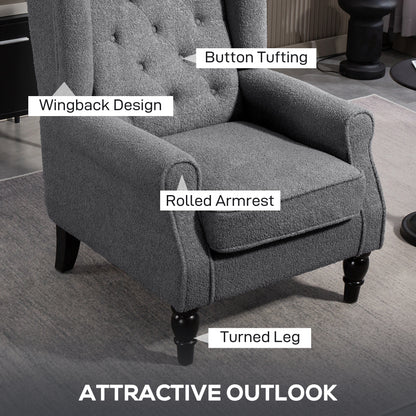 Accent Armchair Home Furniture Retro Tufted Club Fabric Charcoal Grey