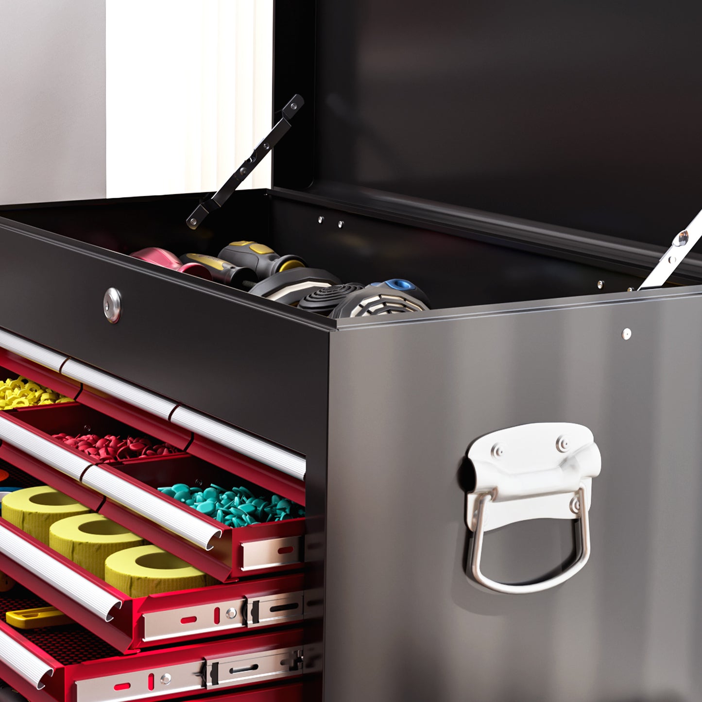 Rolling Tool Chest Lockable Roller Cabinet with with 14 Drawers Red
