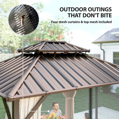 3 x 3 m Hardtop Gazebo Canopy with Aluminium Frame, Garden Gazebo