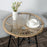 Rattan Side Table, Round Outdoor Coffee Table, with Round PE Rattan and Tempered Glass Table Top for Patio, Garden, Balcony, Black