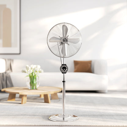 Metal Pedestal Fan with Oscillating, Adjustable Height, Timer
