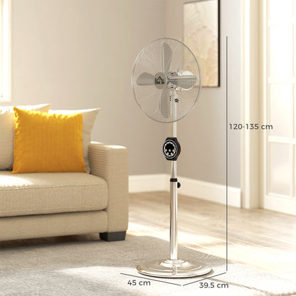 Metal Pedestal Fan with Oscillating, Adjustable Height, Timer
