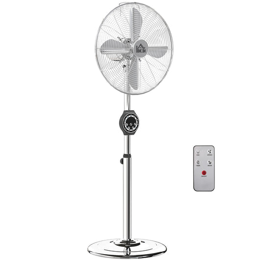 Metal Pedestal Fan with Oscillating, Adjustable Height, Timer