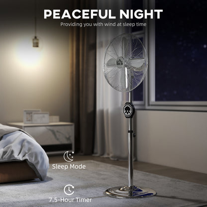 Metal Pedestal Fan with Oscillating, Adjustable Height, Timer