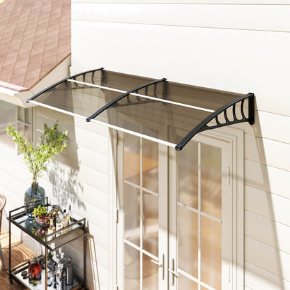 Door Canopy Outdoor Awning Rain Shelter for Window Porch, Brown