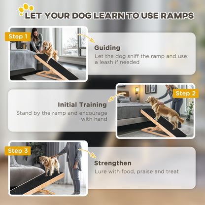 Dog Ramp, Foldable Pet Ramp with 4 Adjustable Heights for Sofa, Bed