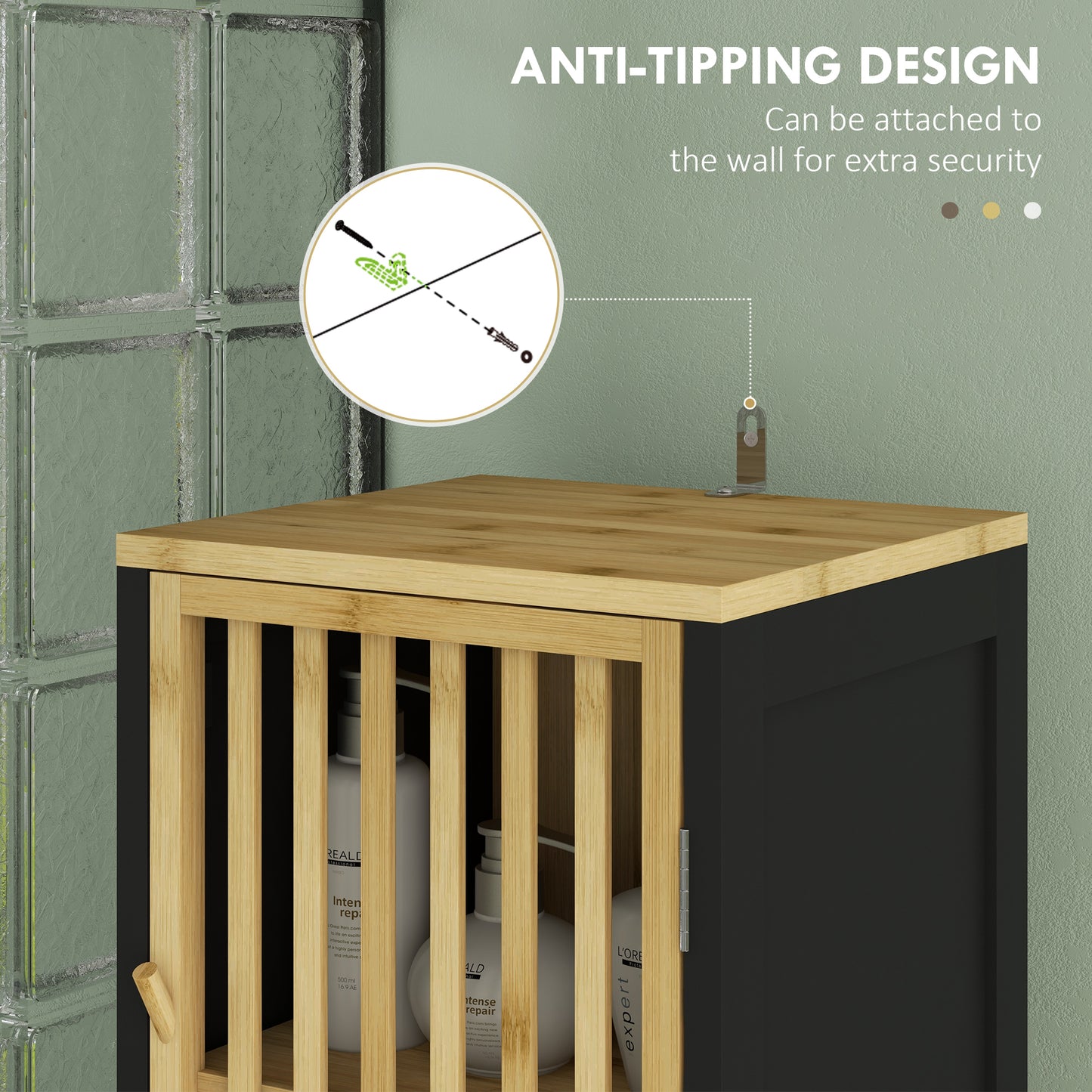 Tall Bathroom Cabinet Bamboo Bathroom Cupboard with Adjustable Shelves