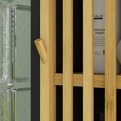 Tall Bathroom Cabinet Bamboo Bathroom Cupboard with Adjustable Shelves