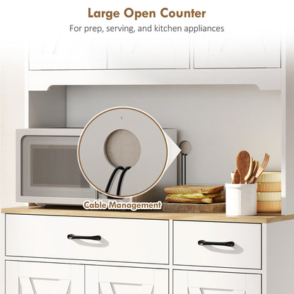 175cm Tall Kitchen Pantry, Kitchen Cabinet w/ Drawers, Shelves, White