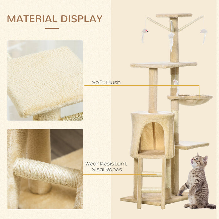 Cat Tree House, 131H cm-Beige