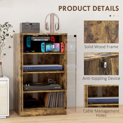 4-Tier Hi-Fi Stand with Adjustable Shelves, Rustic Brown