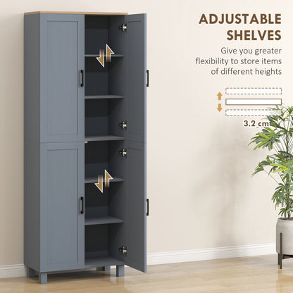 Modern Kitchen Cupboard Storage Cabinet with 6 Shelves, Grey