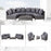 Rattan Garden Furniture 4 Seaters Half-round Patio Outdoor Sofa & Table Set Wicker Weave Conservatory Cushioned Seat with Pillow - Grey