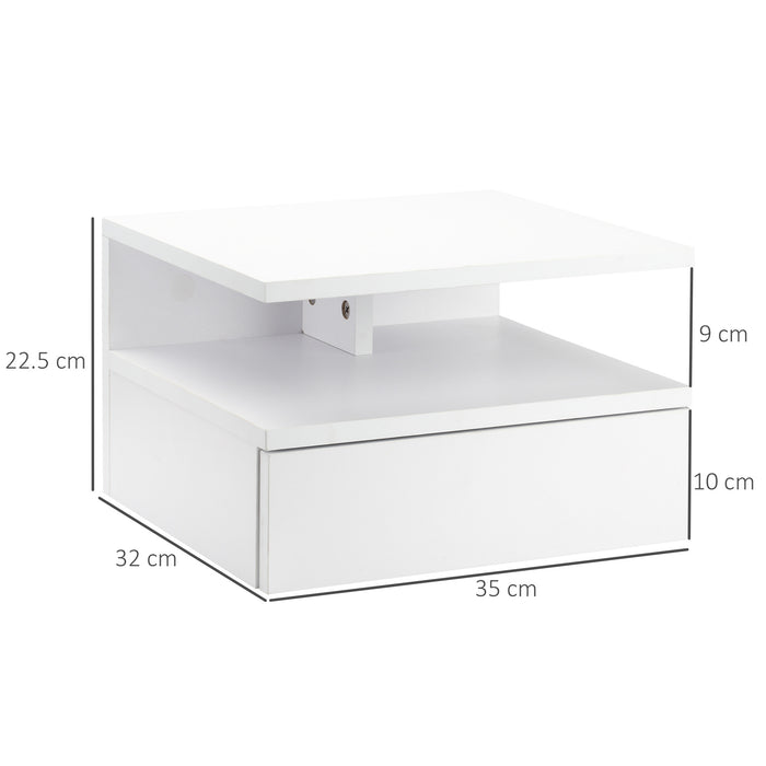 Floating Bedside Cabinet with Drawer and Open Shelf, Wall Mounted Nightstands, Bedside Table with Storage for Bedroom