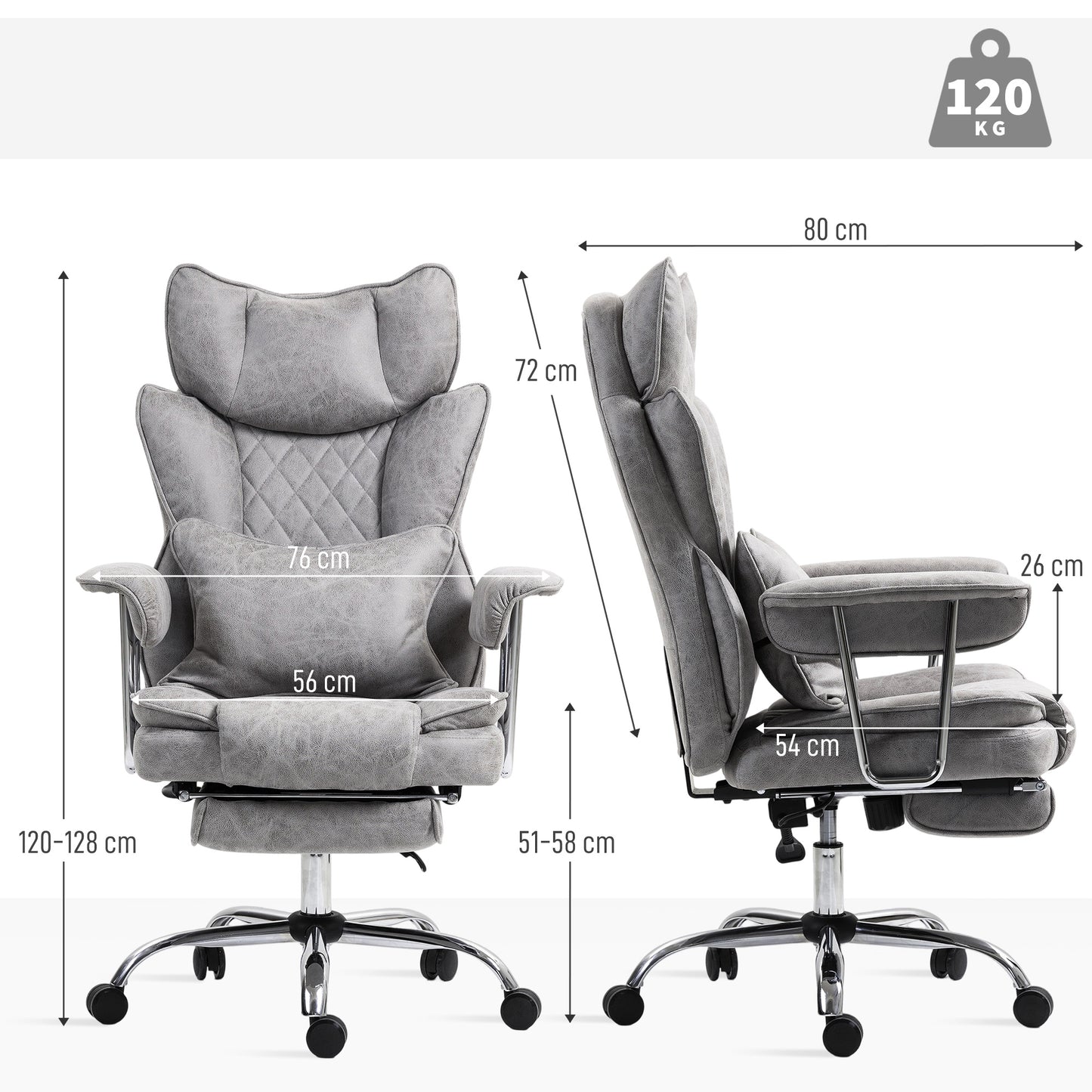Office Chair, High Back Leathaire Desk Chair for Home, Grey