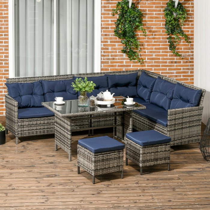 8-Seater Patio wicker Sofa Set Rattan Chair Furniture w/ Glass & Cushioned