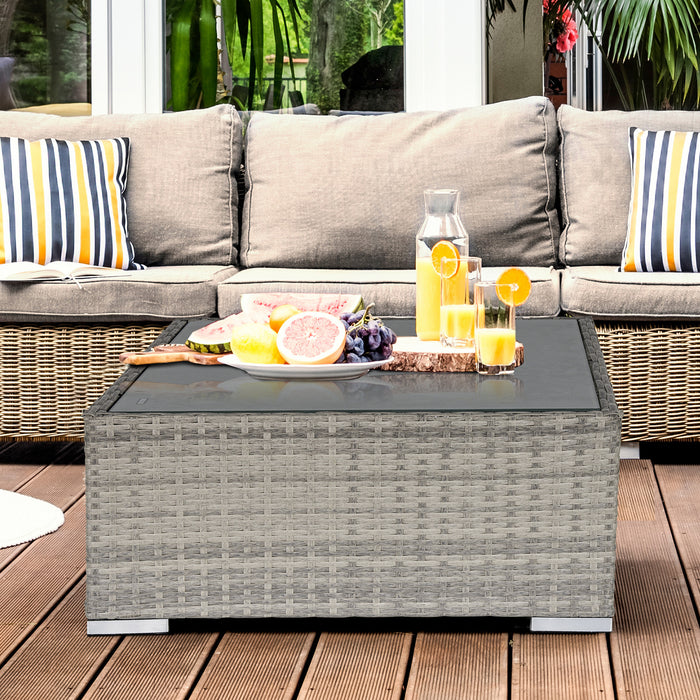 Rattan Wicker Patio Coffee Table Ready to Use Outdoor Furniture Suitable for Garden Backyard Grey