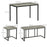 Dining Table and Chairs Set for 4 People, Concrete Effect Kitchen Table and Bench Set with Steel Frame, 4 Piece Dining Room Sets, Grey