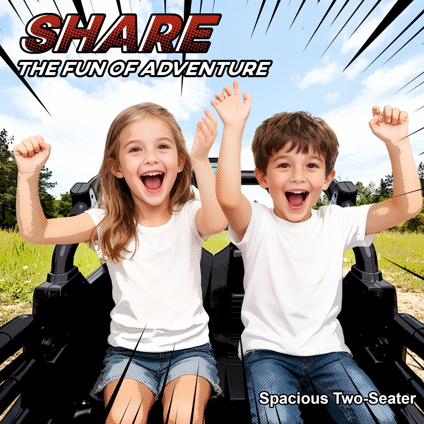 24V Electric Ride on Car, 2-Seater Kids Electric Truck, Orange