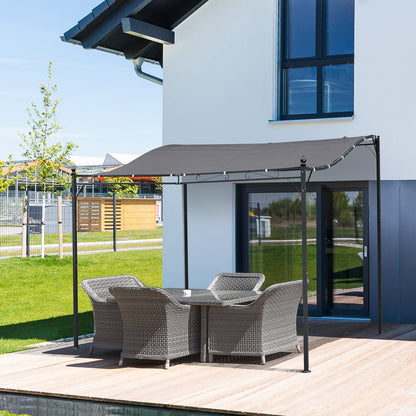 Outsunny 3 x 3 Meters Canopy Metal Wall Gazebo Awning Garden Marquee Shelter Door Porch - Grey